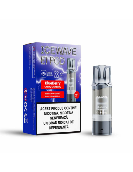 Cartus Icewave 1000 pufuri Blueberry Cherry Cranberry 20 mg.