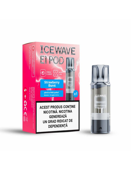Cartus Icewave 1000 pufuri Strawberry Burst 20 mg.