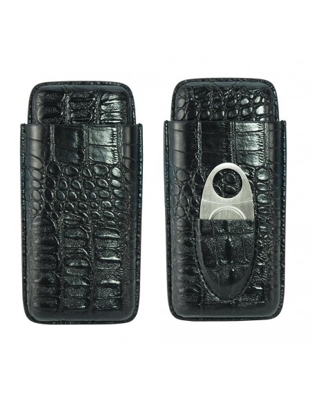 Port tigari de foi (3 tigari) + cutter Croco Black "Andreas"