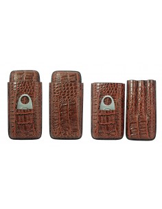 Port tigari de foi (3 tigari) + cutter Croco Brown "Andreas" 2