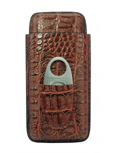 Port tigari de foi (3 tigari) + cutter Croco Brown "Andreas"